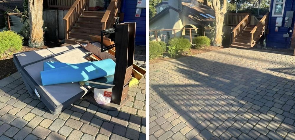 Before and after patio junk removal